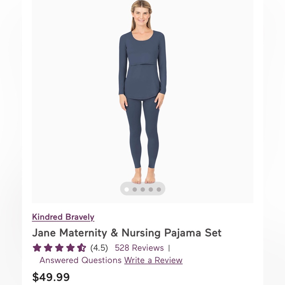 Kindred Bravely Jane Maternity & Nursing Pajama Set - Dark Blue